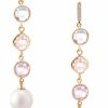 Jewelry-Accessories * | Nina Jennifer Bezel Station & Pearl Earrings Gold/White