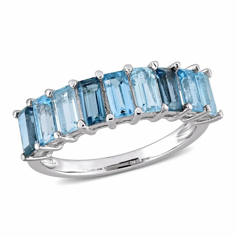 Jewelry-Accessories * | Julianna B Mulit-Blue Topaz Ring Silver