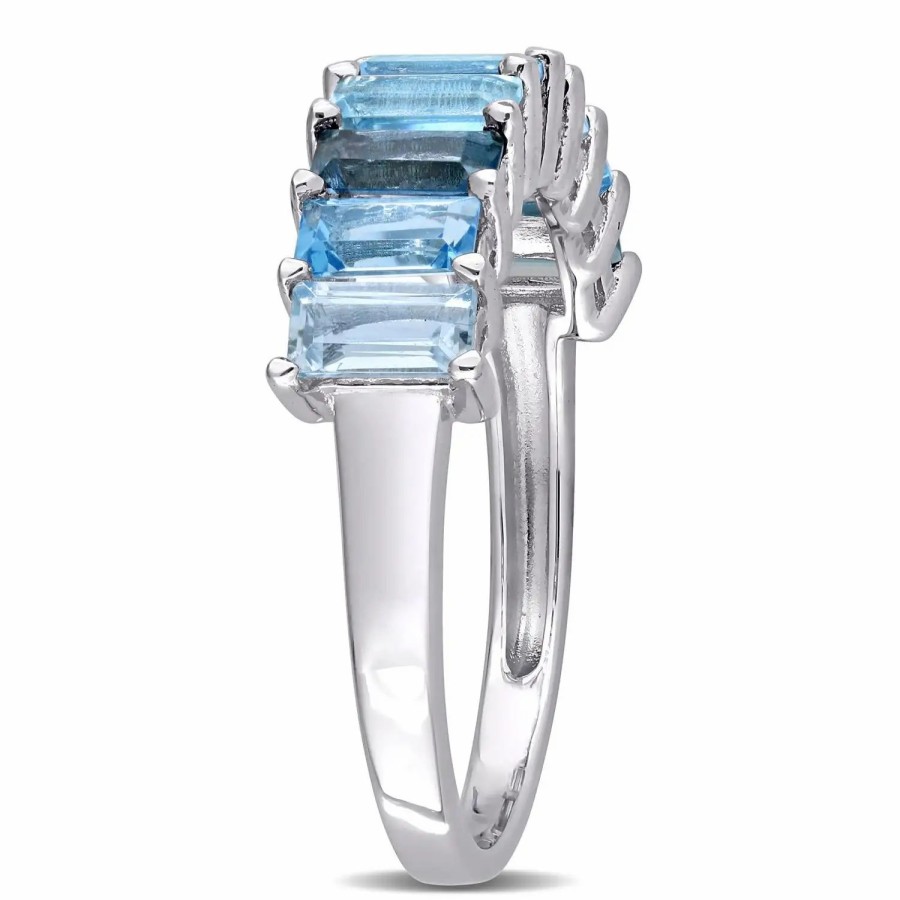 Jewelry-Accessories * | Julianna B Mulit-Blue Topaz Ring Silver