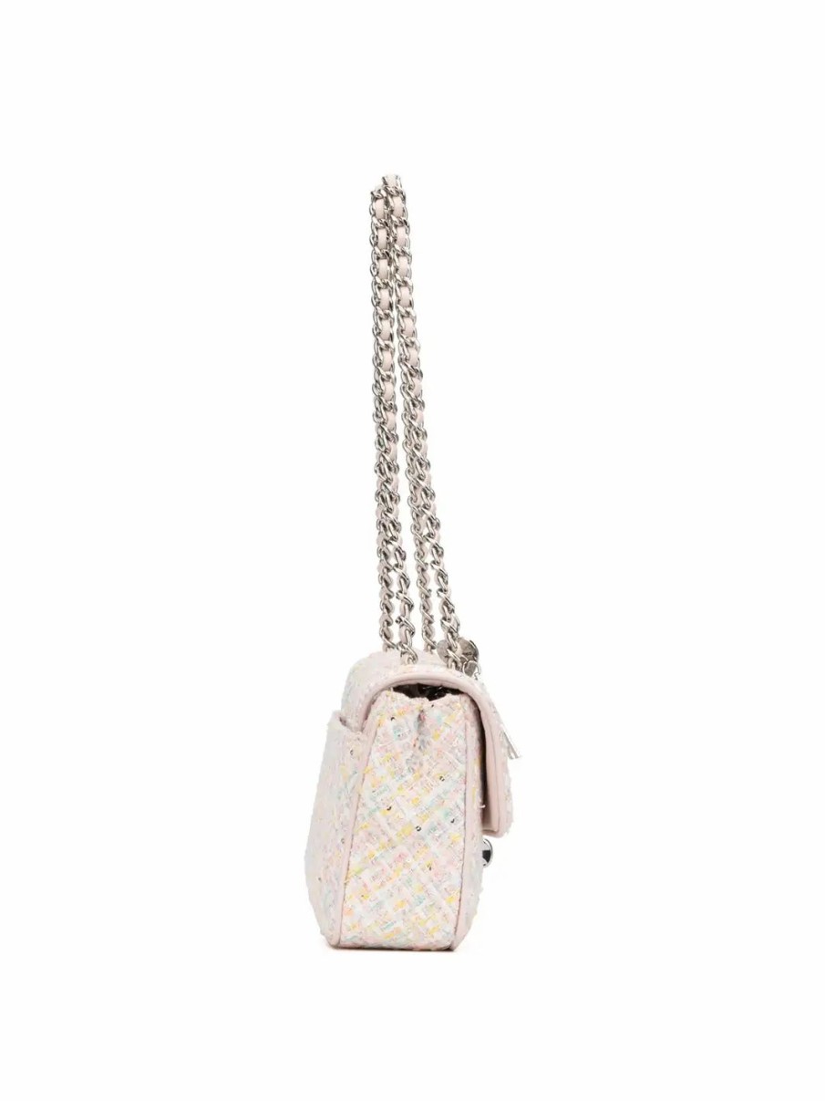 Handbags * | Karl Lagerfeld Paris Tweed Agyness Shoulder Bag Pink Multi