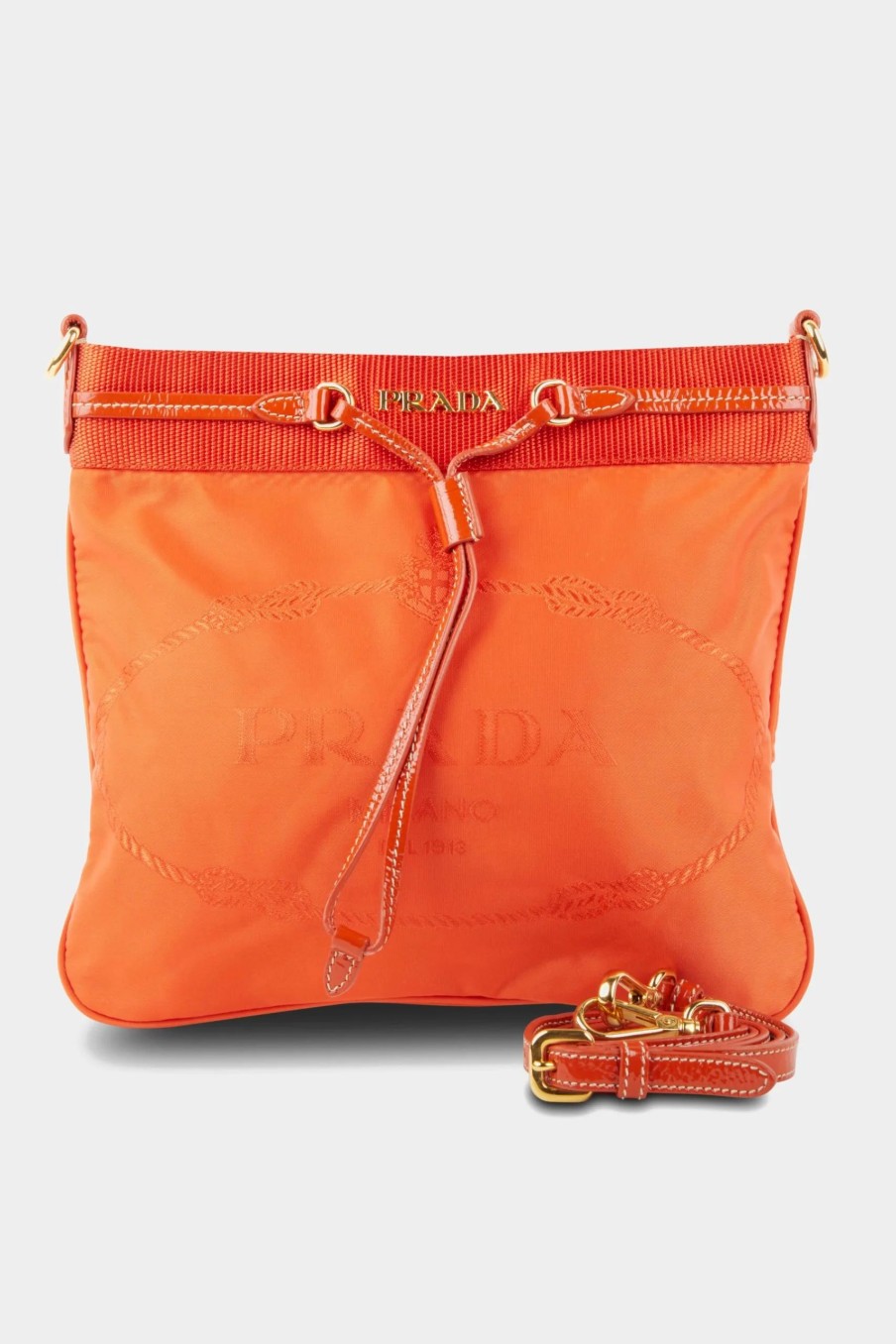 Handbags * | Prada Drawstring Tessuto Crossbody Bag Orange