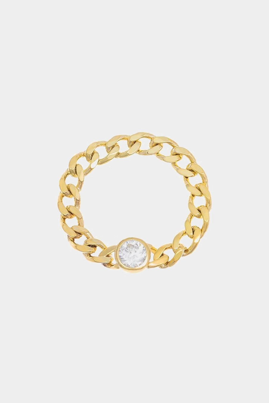 Jewelry-Accessories * | By Adina Eden Round Bezel Cuban Ring Gold