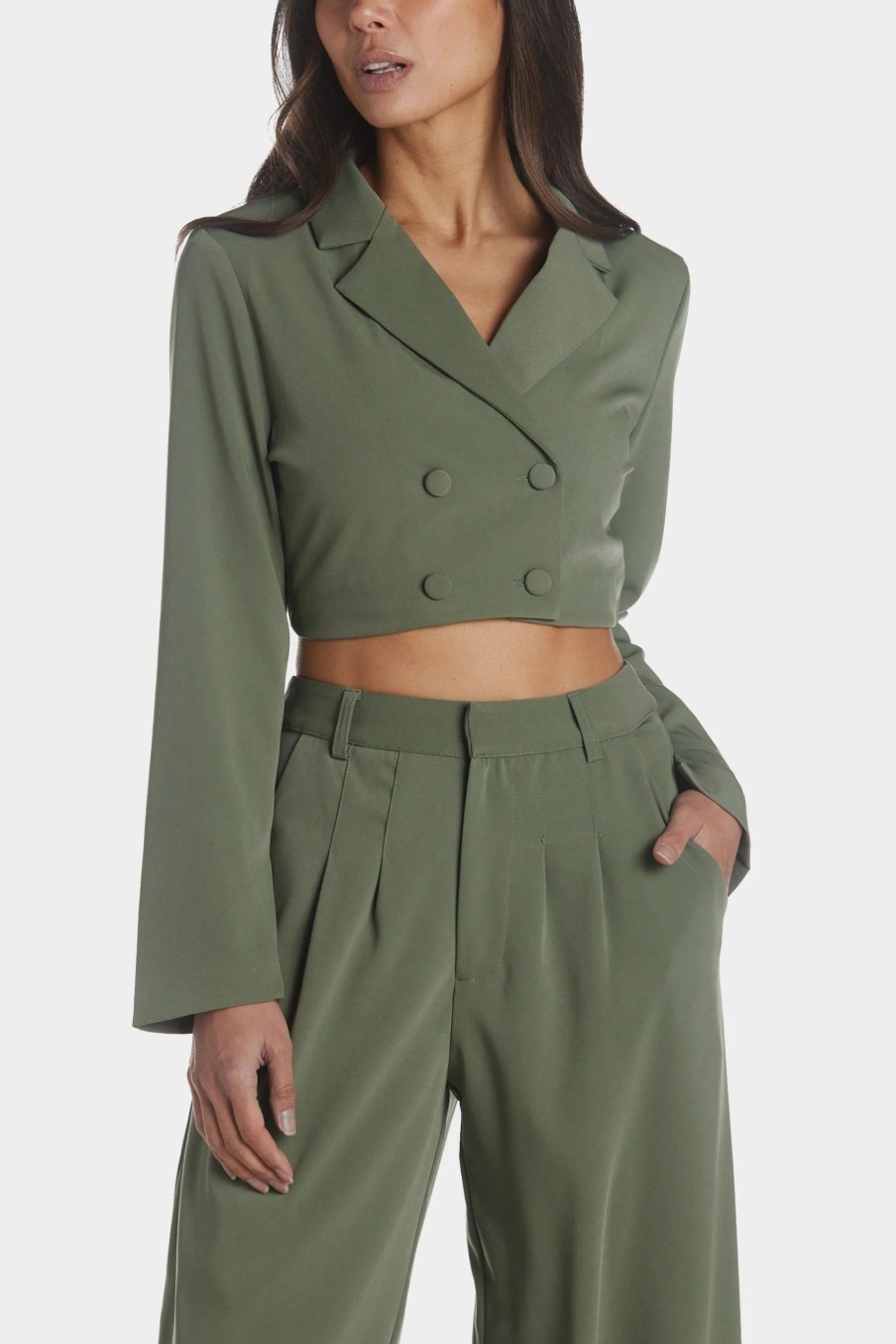 Clothing * | Sage The Label Cool Classic Crop Blazer Olive