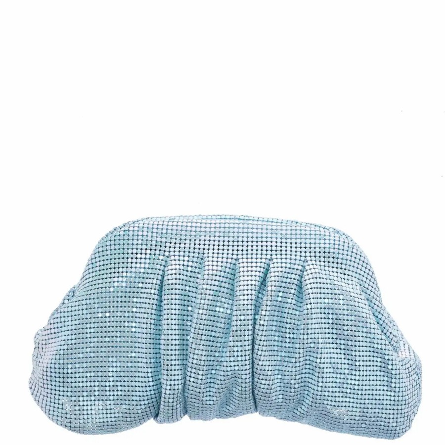 Handbags * | Nina Mesh Soft Clutch Air Blue