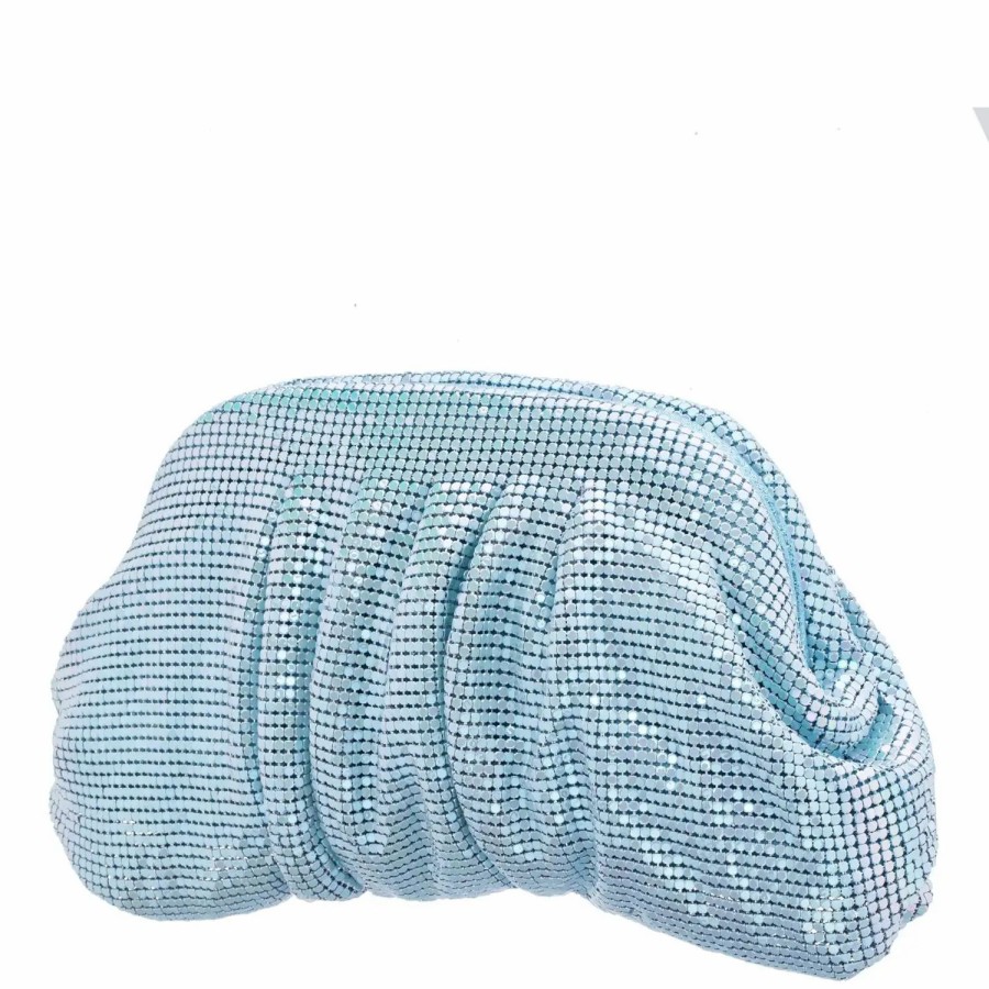 Handbags * | Nina Mesh Soft Clutch Air Blue