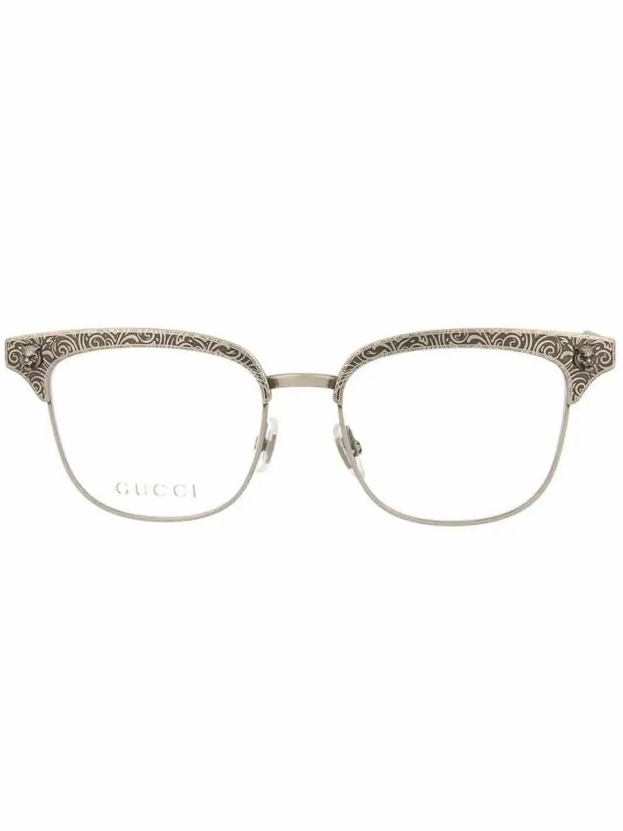 Jewelry-Accessories * | Gucci Square Fashion Optical Glasses Silver