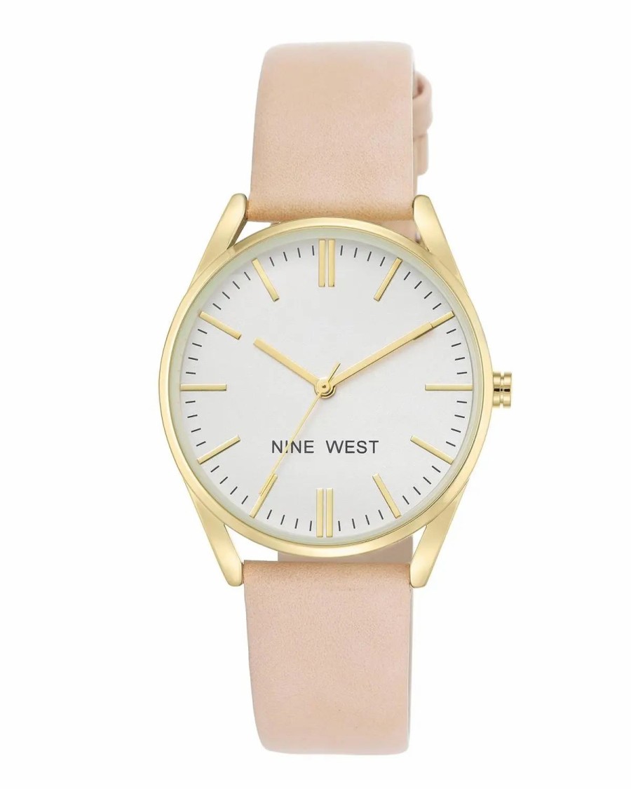 Jewelry-Accessories * | Nine West Faux Leather Strap Watch Pink