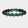 Jewelry-Accessories * | Mr. Ettika Truth Or Dare Black And Agate Stretch Bracelet Green