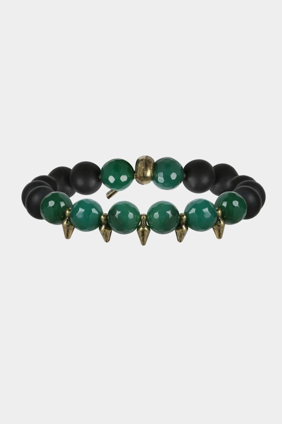 Jewelry-Accessories * | Mr. Ettika Truth Or Dare Black And Agate Stretch Bracelet Green