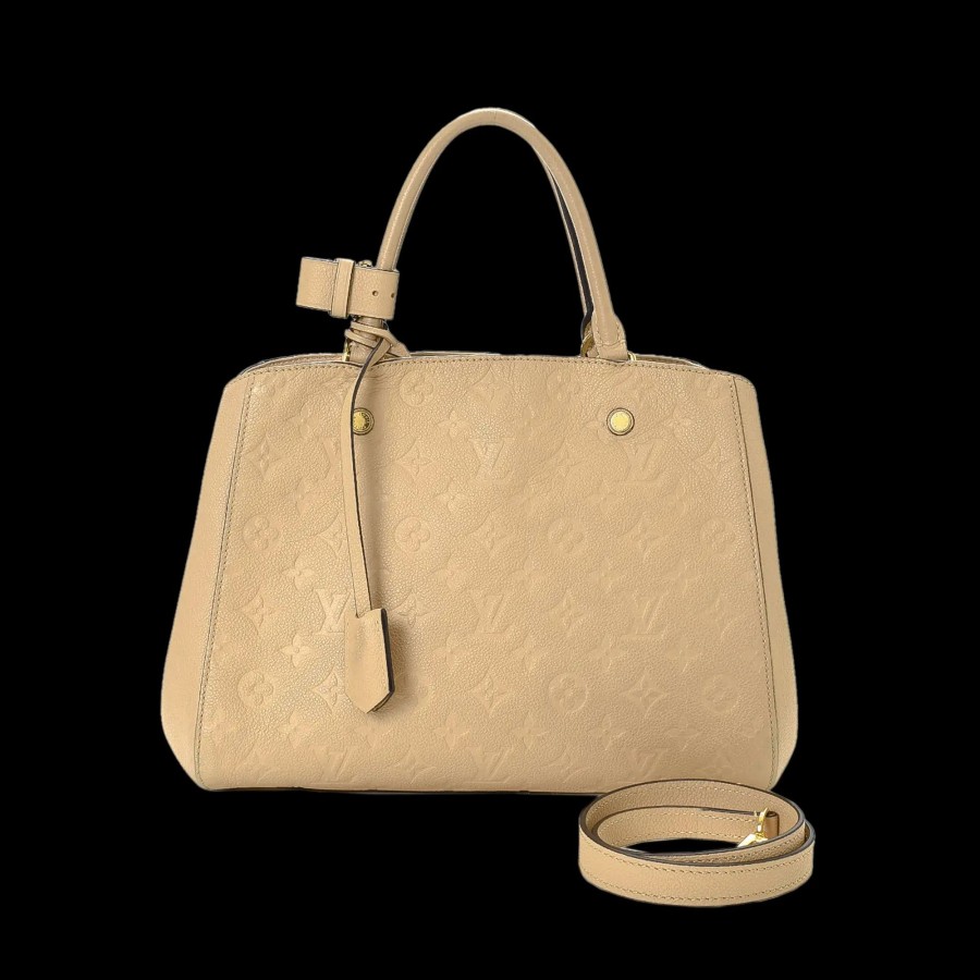 Handbags * | Louis Vuitton Montaigne Mm Tote Bag Beige