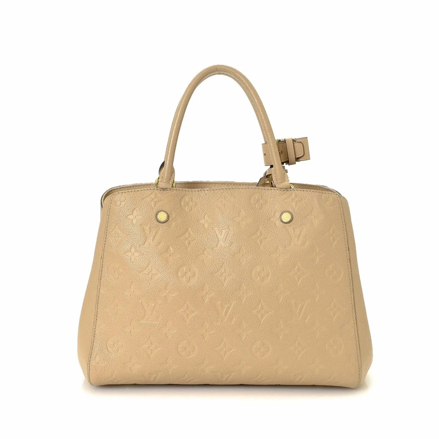 Handbags * | Louis Vuitton Montaigne Mm Tote Bag Beige