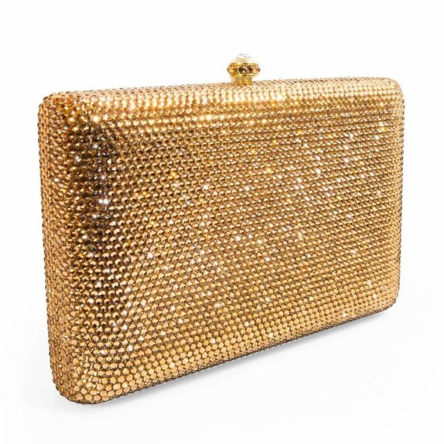 Handbags * | Dolli Classic Crystal Clutch Gold