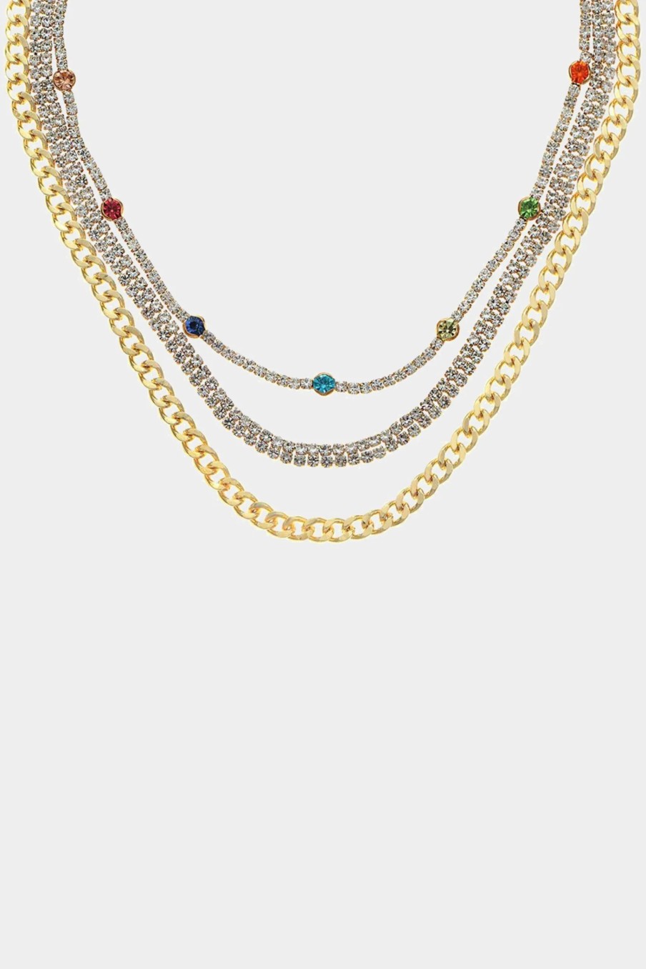 Jewelry-Accessories * | Ettika Rainbow & Crystal Necklace Set Gold