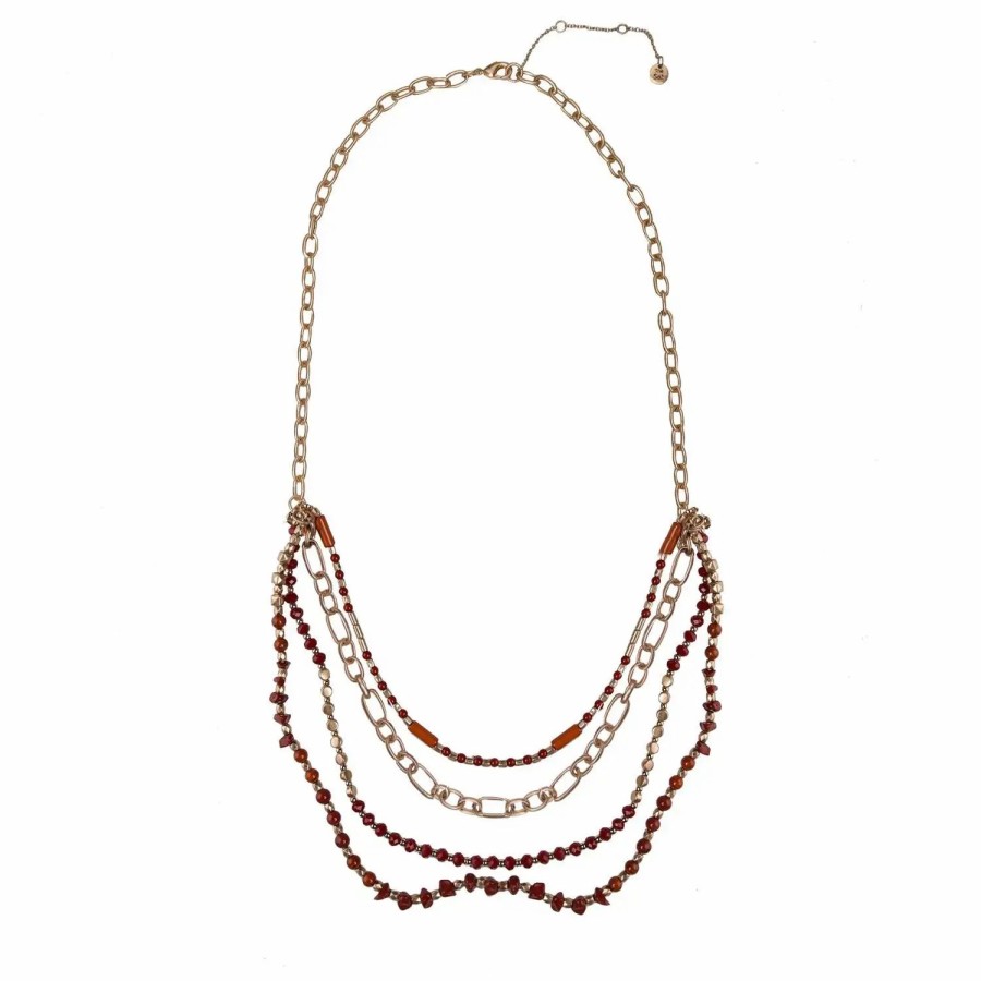 Jewelry-Accessories * | The Sak Multi Row Beaded Necklace Rust