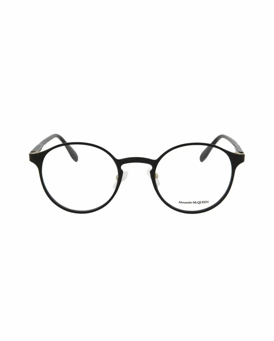 Jewelry-Accessories * | Alexander Mcqueen Round Eyeglasses Black Black Transparent