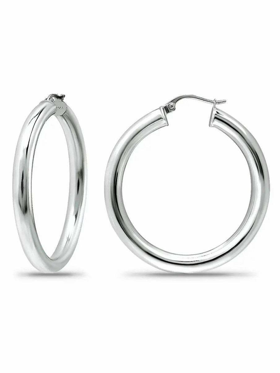 Jewelry-Accessories * | Lord & Taylor Jewelry 18K 4X35Mm Polished Hoop Earrings