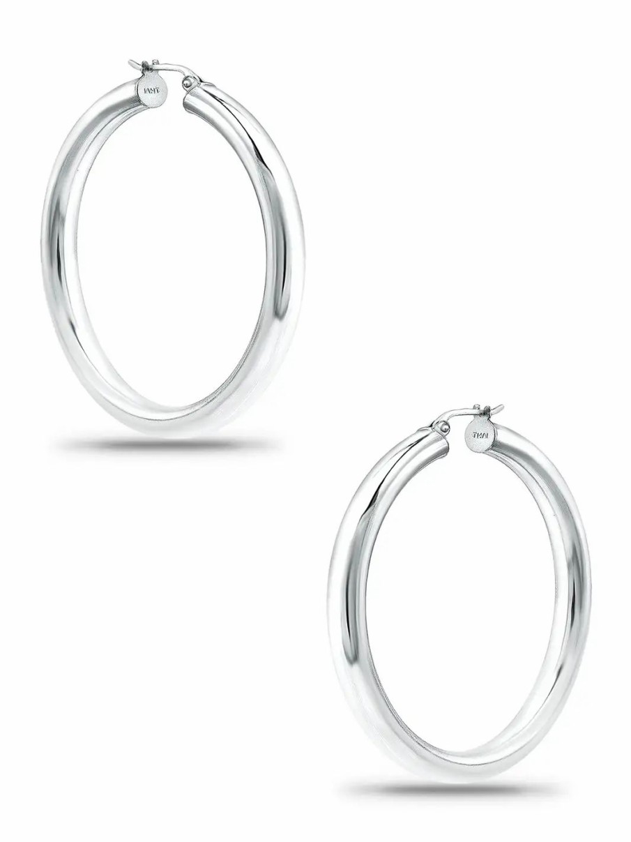 Jewelry-Accessories * | Lord & Taylor Jewelry 18K 4X35Mm Polished Hoop Earrings