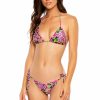 Clothing * | Luli Fama Sexy Senorita Wavy Ruched Back Tie Side Bikini Bottom Pink/Black