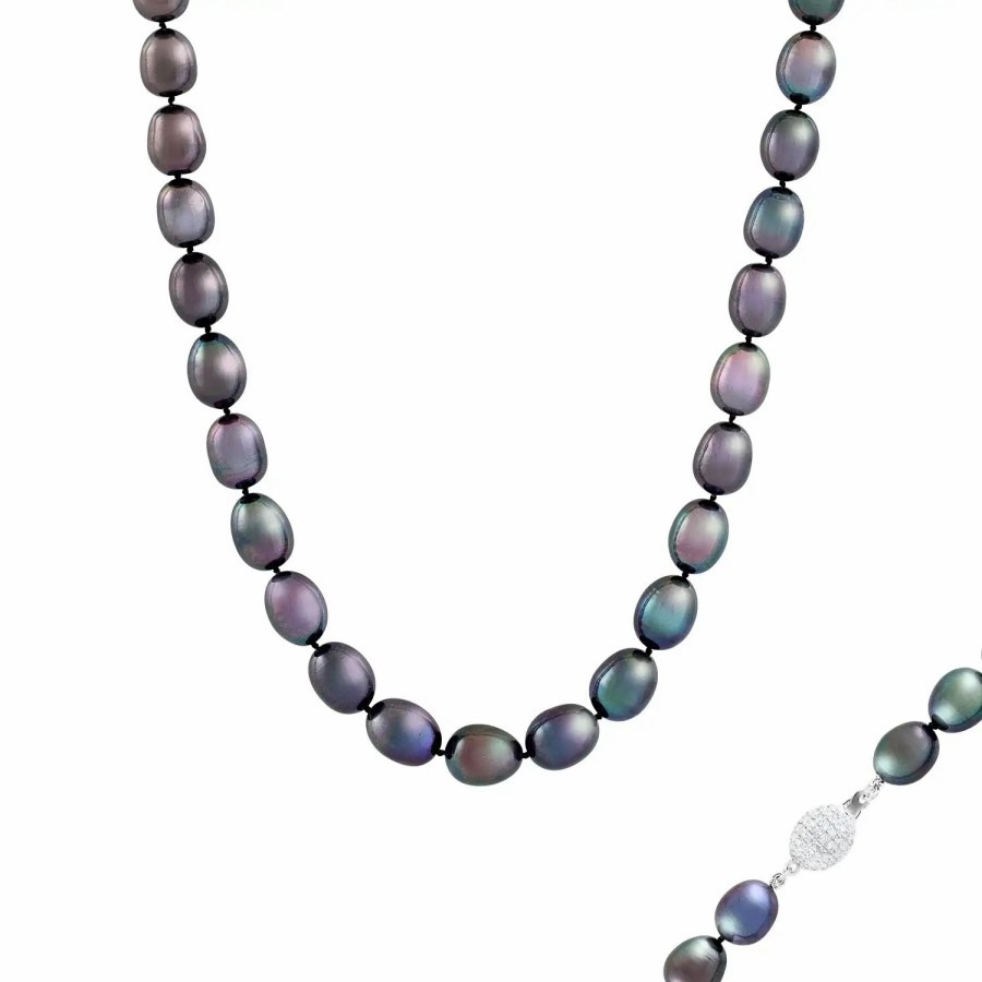 Jewelry-Accessories * | Splendid Pearls 10-11Mm Pearl Necklace Silver