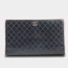 Handbags * | Chanel Bifold Wallet Blue