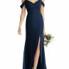 Clothing * | Social Bridesmaids Off-The-Shoulder Criss Cross Bodice Trumpet Gown Midnight