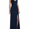 Clothing * | Dessy Collection Cowl-Neck Draped Wrap Maxi Dress With Front Slit Midnight