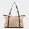 Handbags * | Gucci D-Gold Gg Canvas Tote Bag Brown