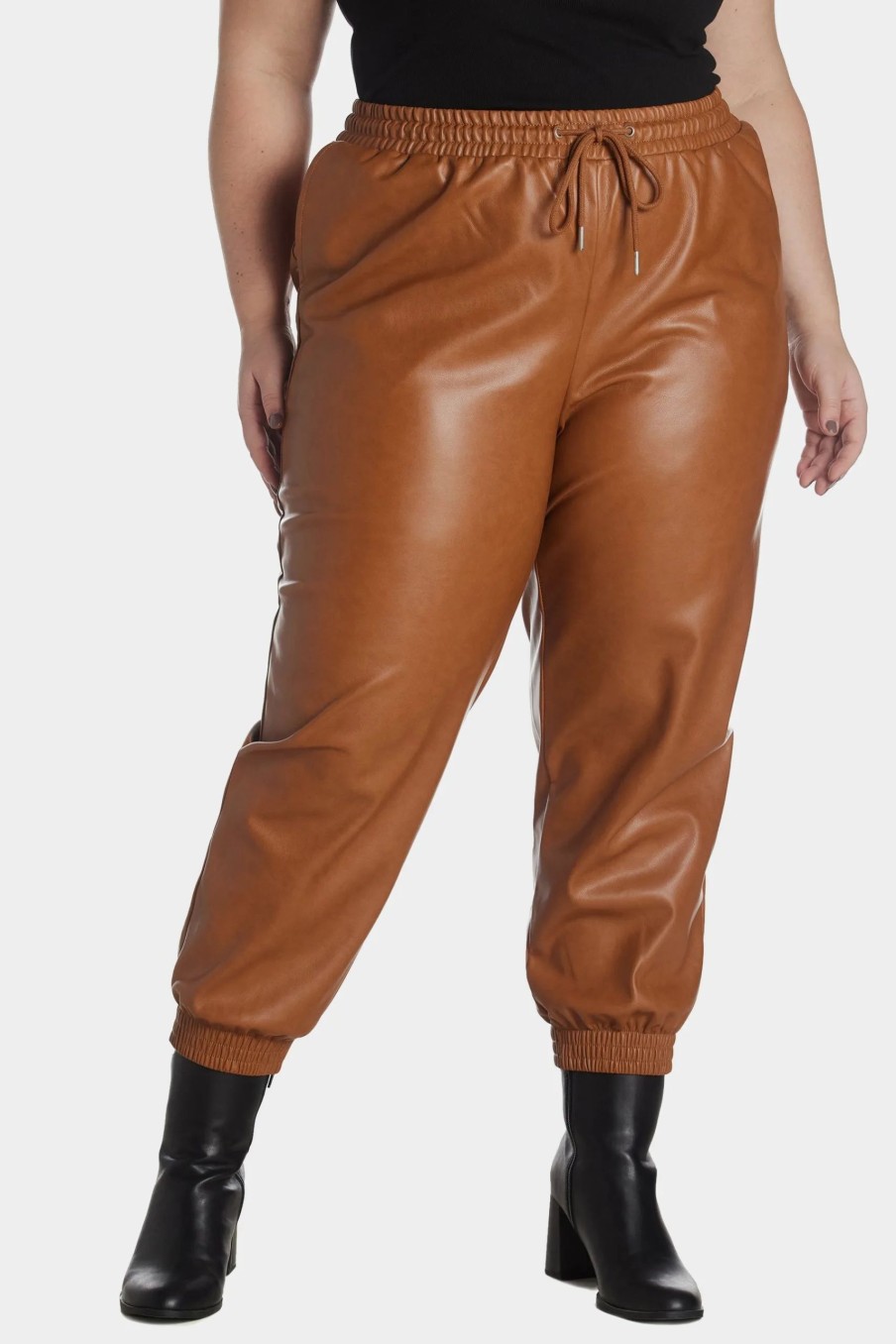 Clothing * | Bagatelle Faux Leather Jogger Pant Cognac