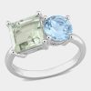 Jewelry-Accessories * | Julianna B Octagon Green Quartz And Blue Topaz 2-Stone Ring In Sterling Silver