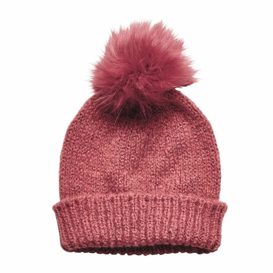 Clothing * | San Diego Hat Company Solid Beanie With Faux Fur Pom Dusty Rose