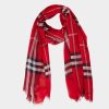 Jewelry-Accessories * | Burberry Silk Blend Scarf Bright Red Black