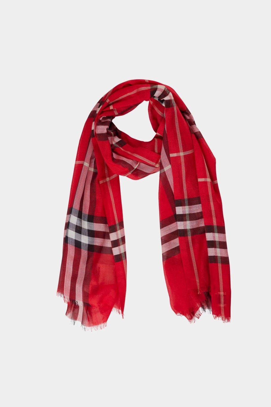 Jewelry-Accessories * | Burberry Silk Blend Scarf Bright Red Black