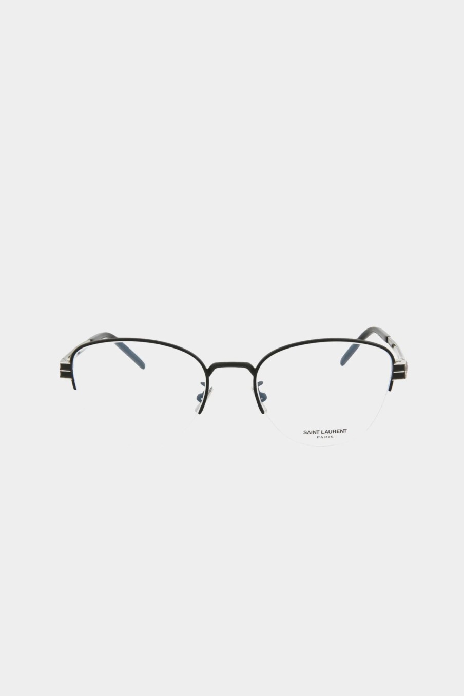 Jewelry-Accessories * | Saint Laurent Half-Rim Eyeglasses Black Silver Transparent