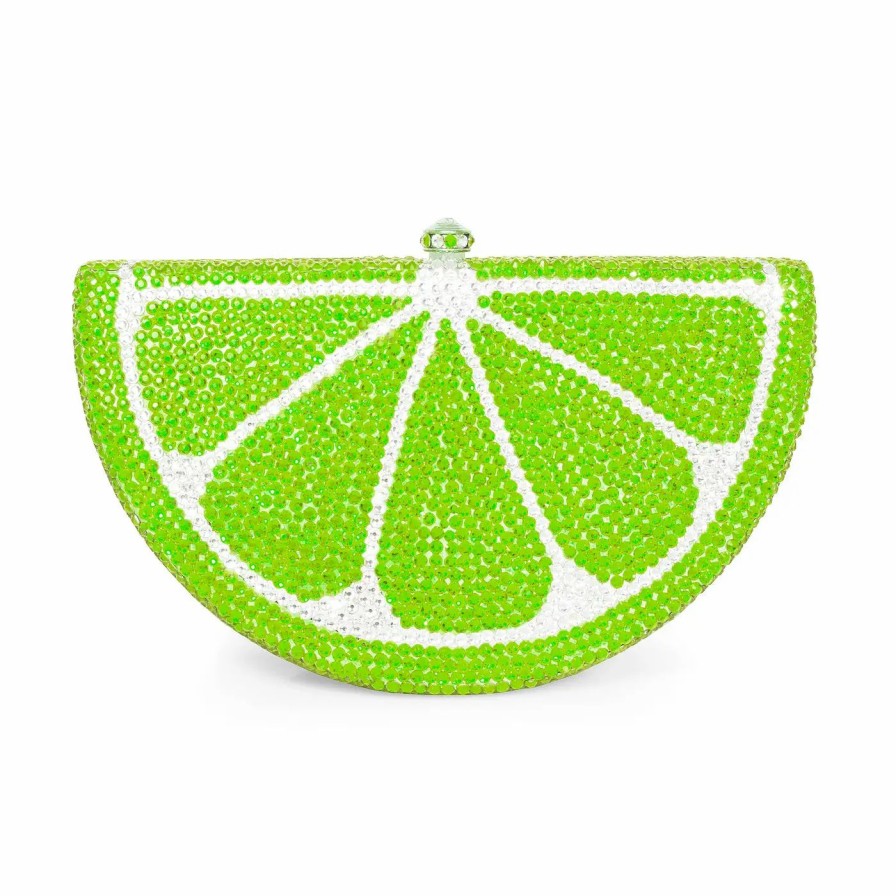 Handbags * | Dolli Crystal Lime Clutch Green