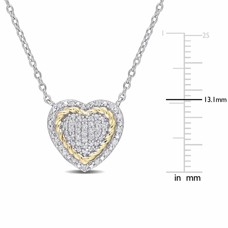 Jewelry-Accessories * | Julianna B Diamond Rope Design Heart Necklace Silver