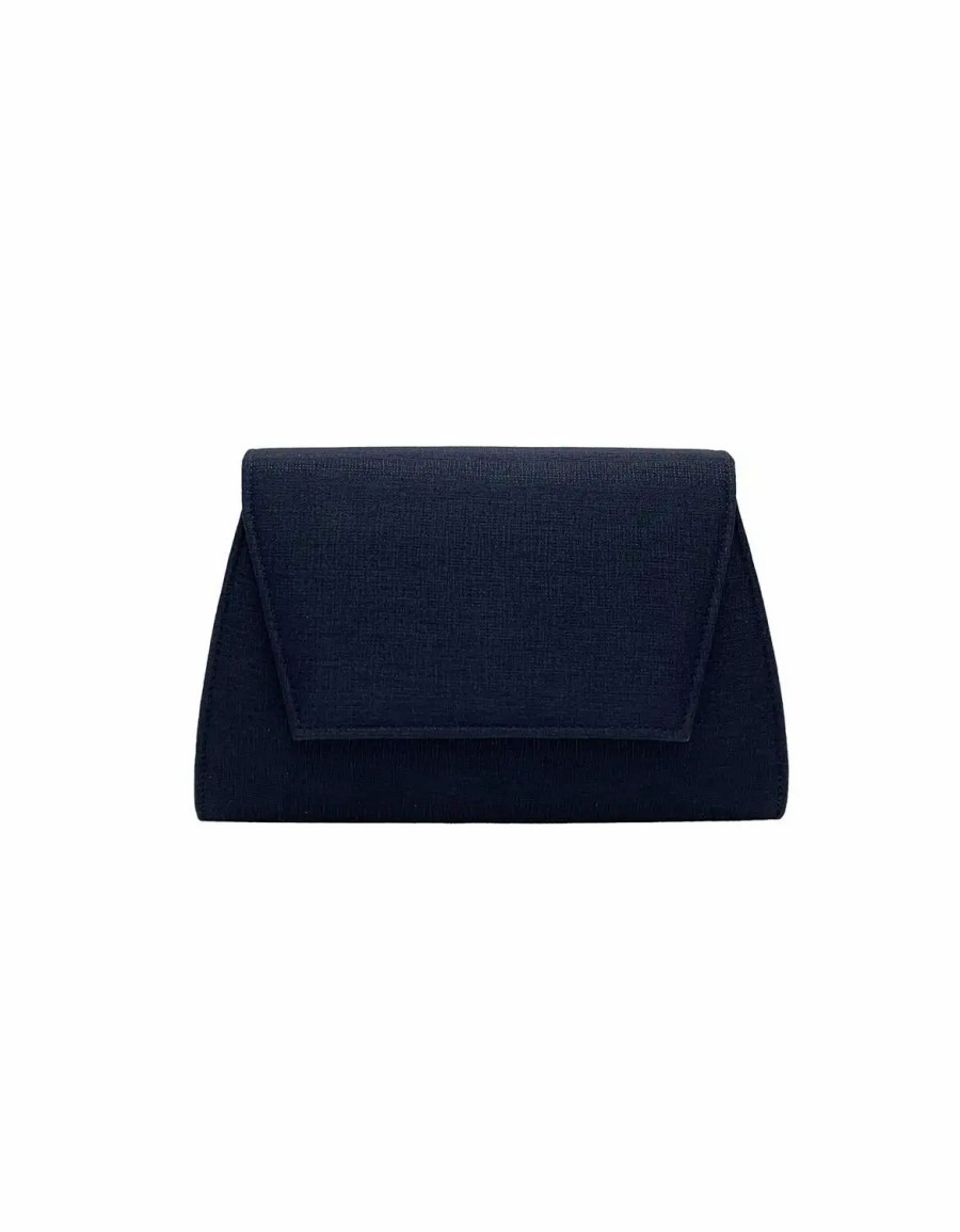 Handbags * | La Regale Rosalia Jacquard Flap Clutch Navy