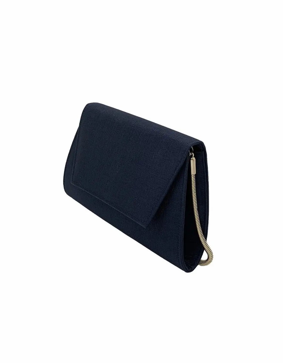 Handbags * | La Regale Rosalia Jacquard Flap Clutch Navy