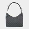 Handbags * | Gucci Gg Canvas Braided Handle Hobo Bag Black