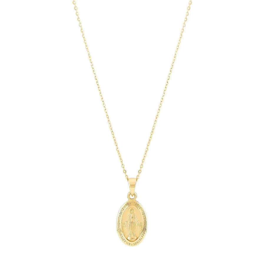 Jewelry-Accessories * | Lord & Taylor Fine Jewelry Collection Oval Medal Pendant On Cable Chain Gold