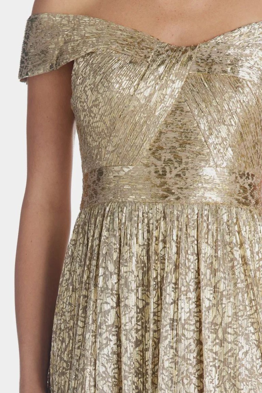 Clothing * | Aidan Mattox Off The Shoulder Gown Gold