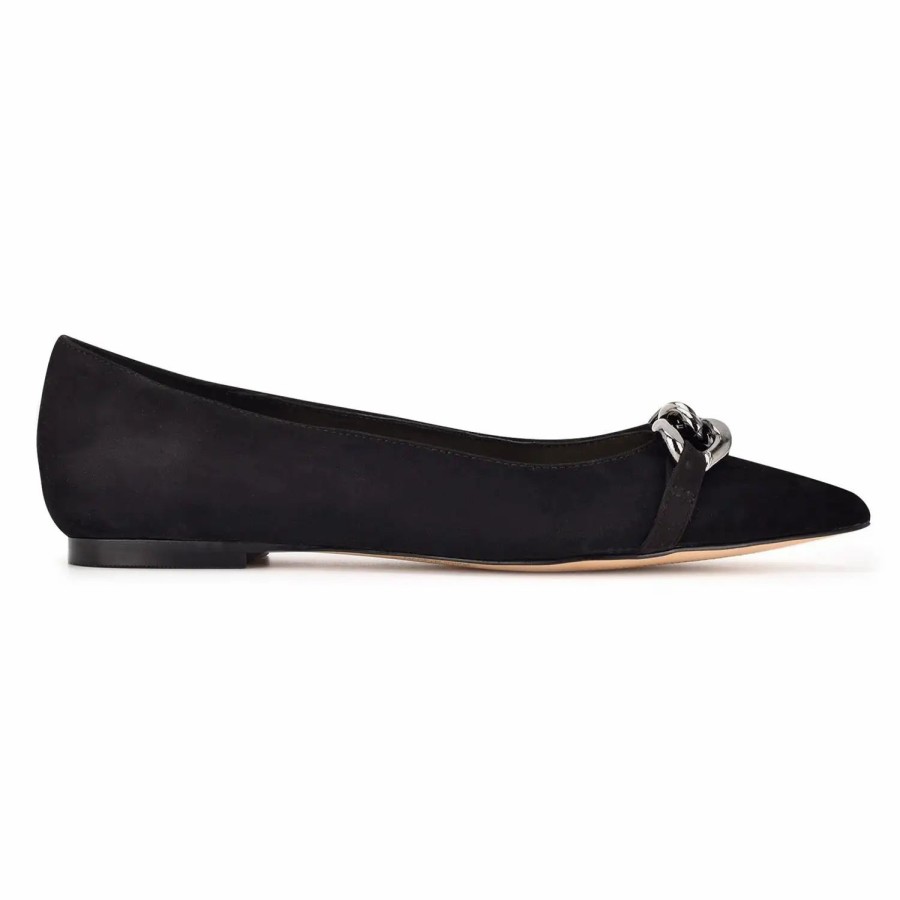 Shoes * | Nine West Brinks Pointy Toe Flats Black Suede