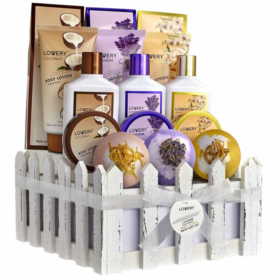 Beauty * | Lovery Coconut, Lavender & Honey Almond Spa Basket 16-Piece Set