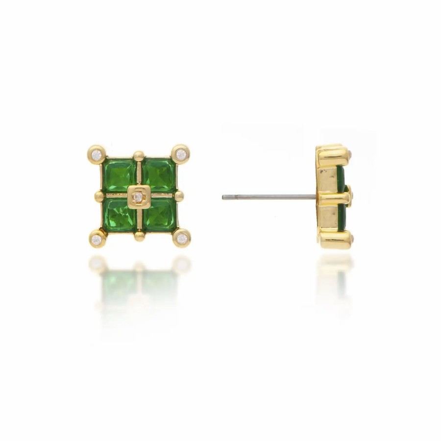 Jewelry-Accessories * | Rivka Friedman Emerald Crystal Stud Earrings 18K Gold Clad