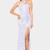 Clothing * | Blondie Nites Pattern Sequin One Shoulder Dress Lilac