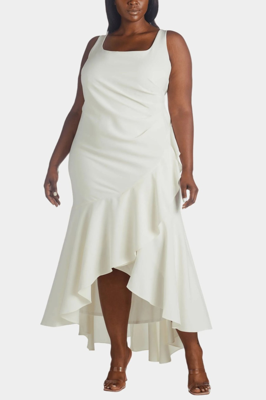 Clothing * | Adrianna Papell Scoop Neck Gown Ivory