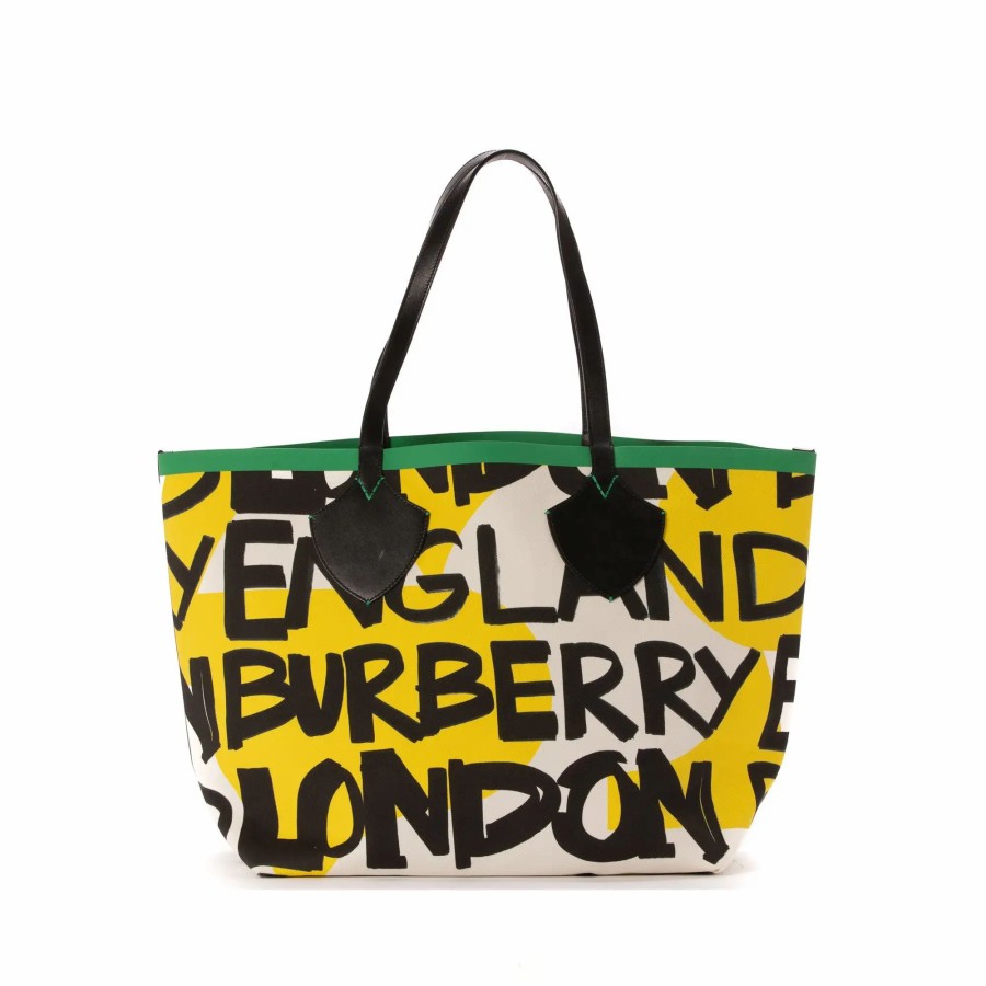 Handbags * | Burberry Graffiti Reversible Tote Bag Multi Color