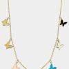 Jewelry-Accessories * | Sphera Milano Multi Colored Butterfly Charm Necklace Yellow Gold