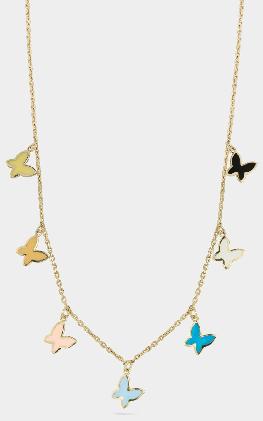 Jewelry-Accessories * | Sphera Milano Multi Colored Butterfly Charm Necklace Yellow Gold