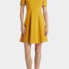 Clothing * | Karl Lagerfeld Scuba Crepe A-Line Puff Sleeve Dress Golden Yellow