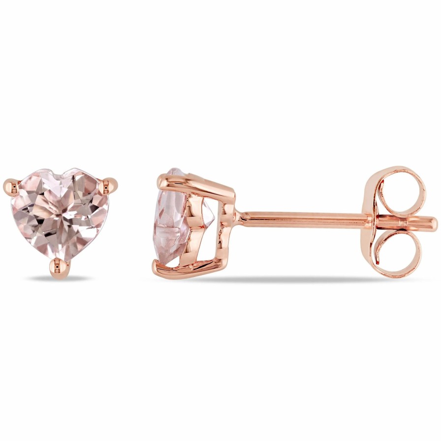 Jewelry-Accessories * | Julianna B Morganite Heart Stud Earrings Rose Gold